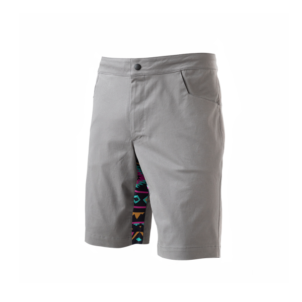 gray Rock shorts for climbing with stretch panel in native pink